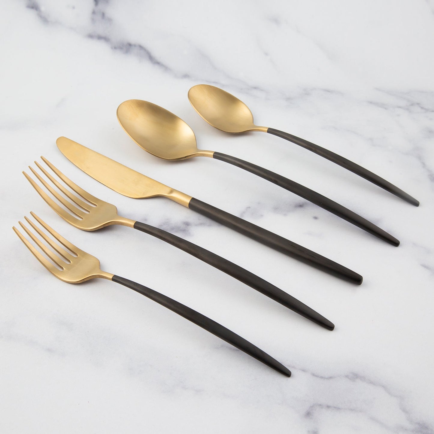 Gaze Black Champagne Satin 20-Piece Flatware Set