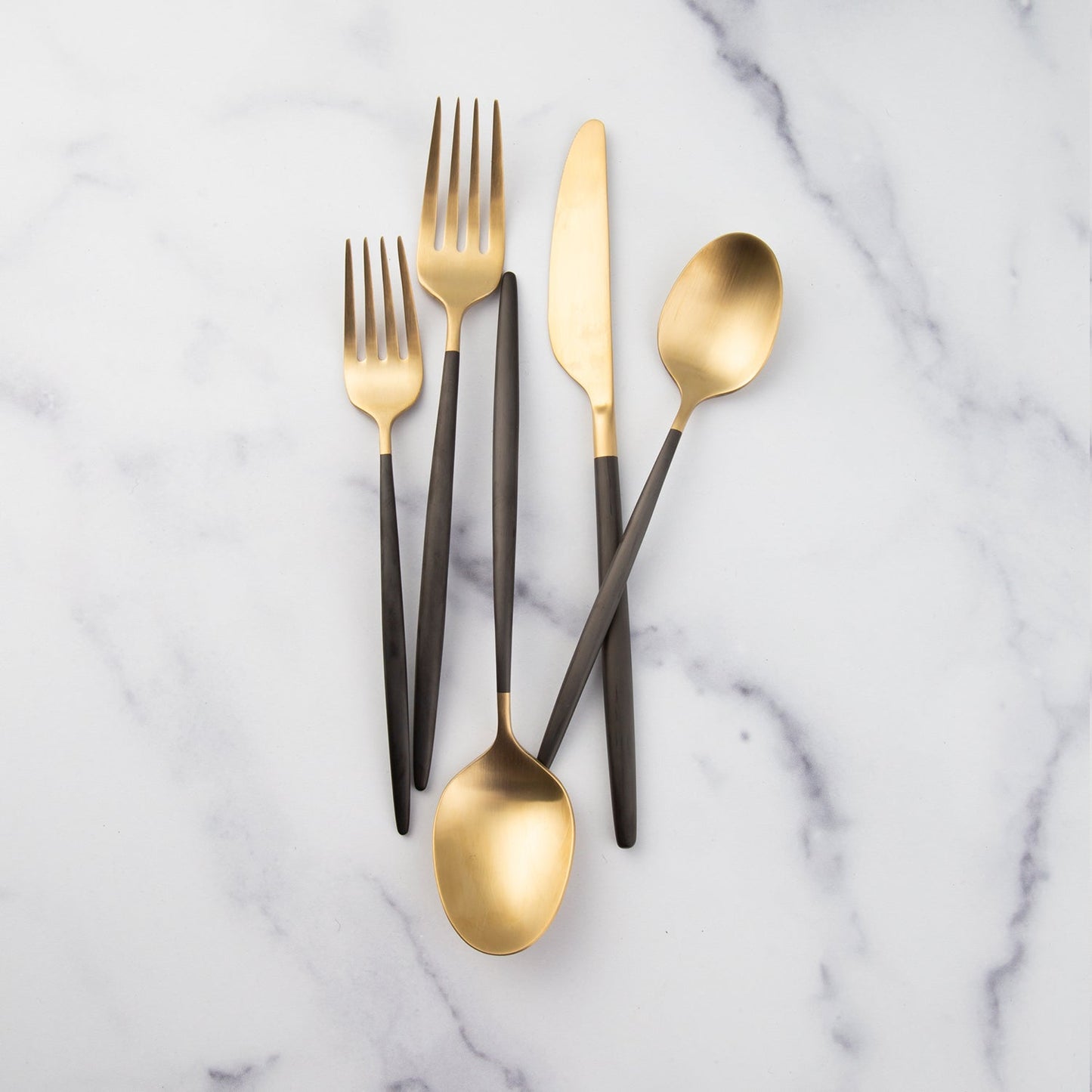 Gaze Black Champagne Satin 20-Piece Flatware Set