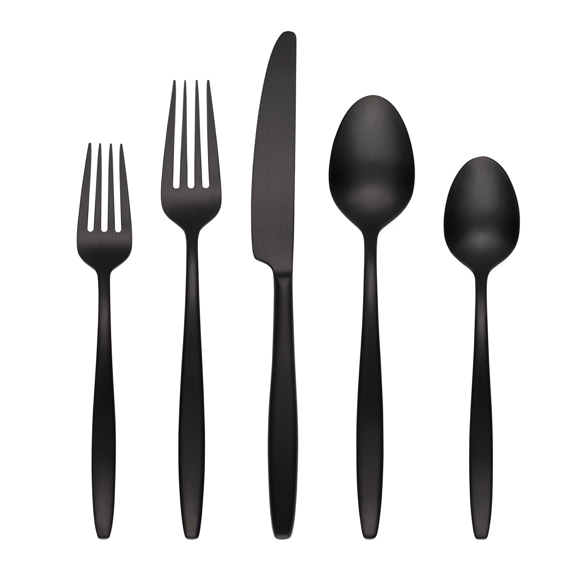 Nylah Black Satin 20-Piece Flatware Set