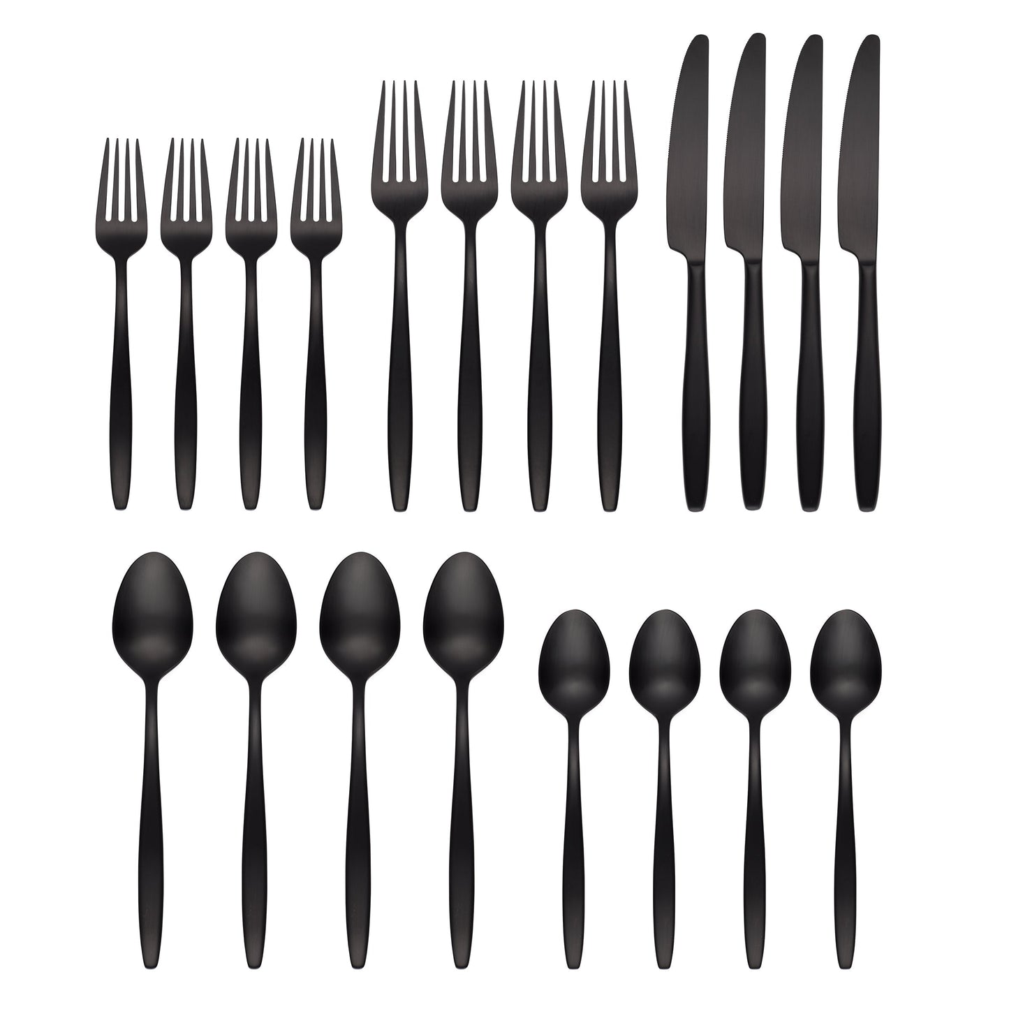 Nylah Black Satin 20-Piece Flatware Set