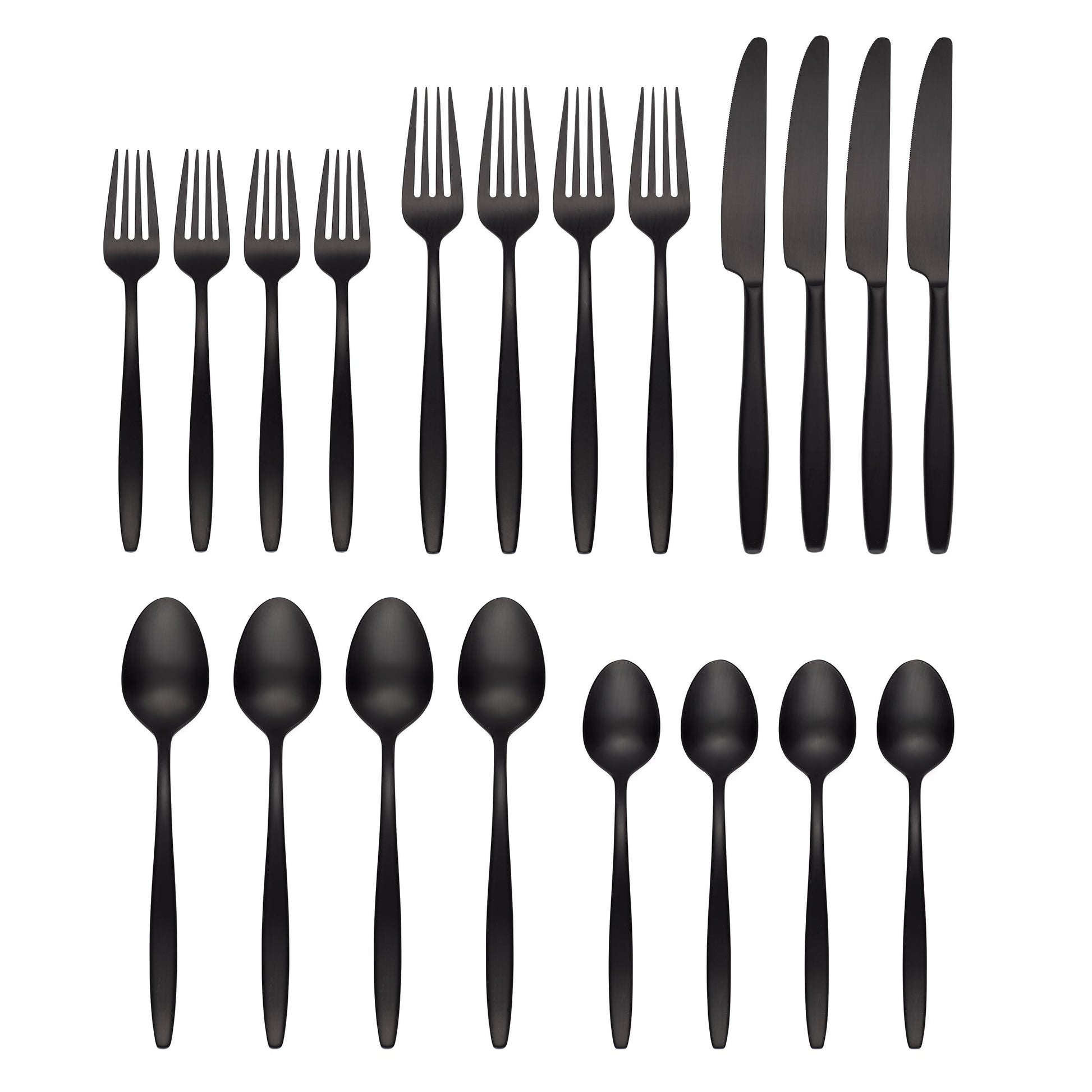 Nylah Black Satin 20-Piece Flatware Set