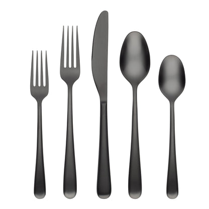 Rafael Black Satin 20-Piece Flatware Set