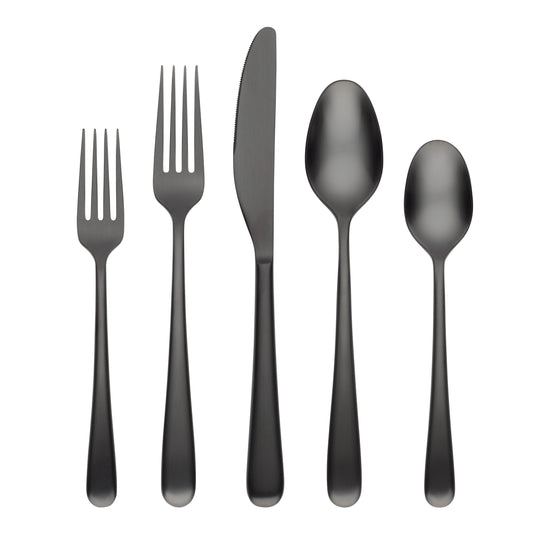Rafael Black Satin 20-Piece Flatware Set