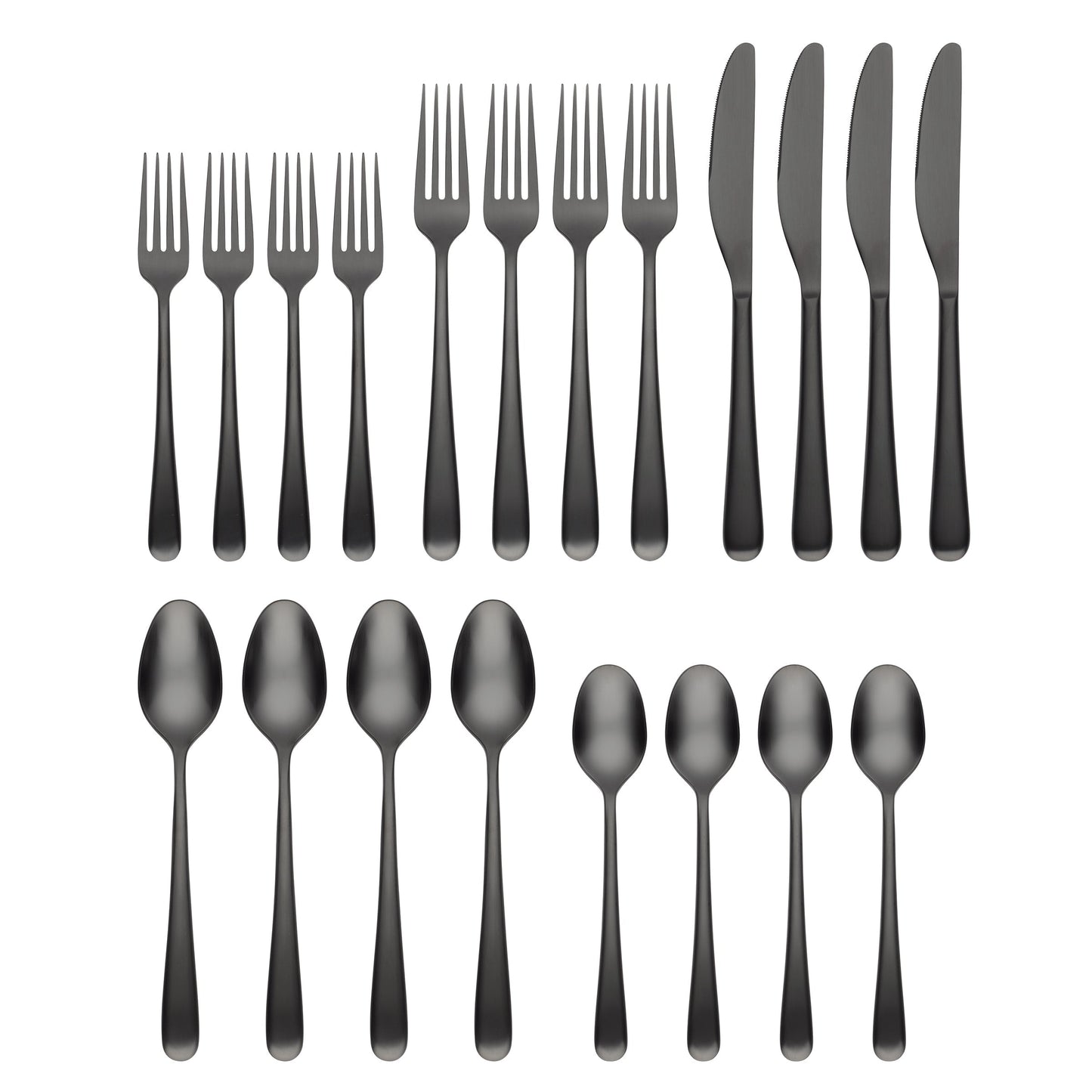 Rafael Black Satin 20-Piece Flatware Set