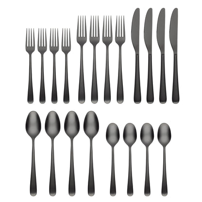 Rafael Black Satin 20-Piece Flatware Set