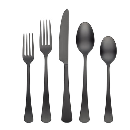 Morgan Black Satin 20-Piece Flatware Set
