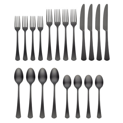 Morgan Black Satin 20-Piece Flatware Set