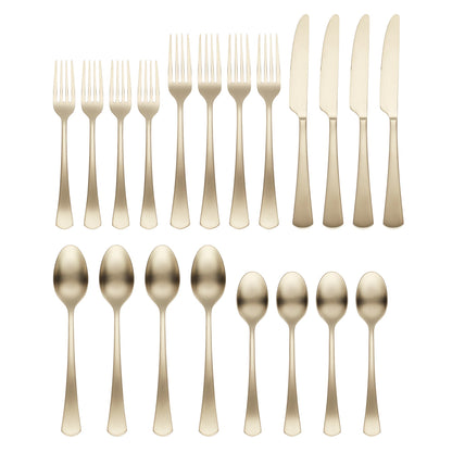Morgan Champagne Satin 20-Piece Flatware Set