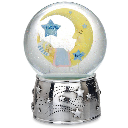Sweet Dreams Silverplate Musical Snow Globe