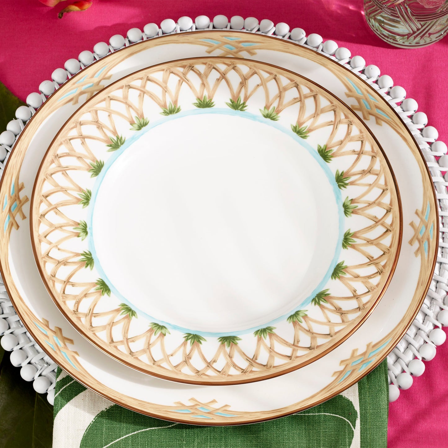 British Colonial Bamboo Accent Plates, Set of 4