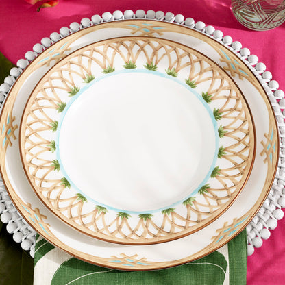 British Colonial Bamboo Accent Plates, Set of 4