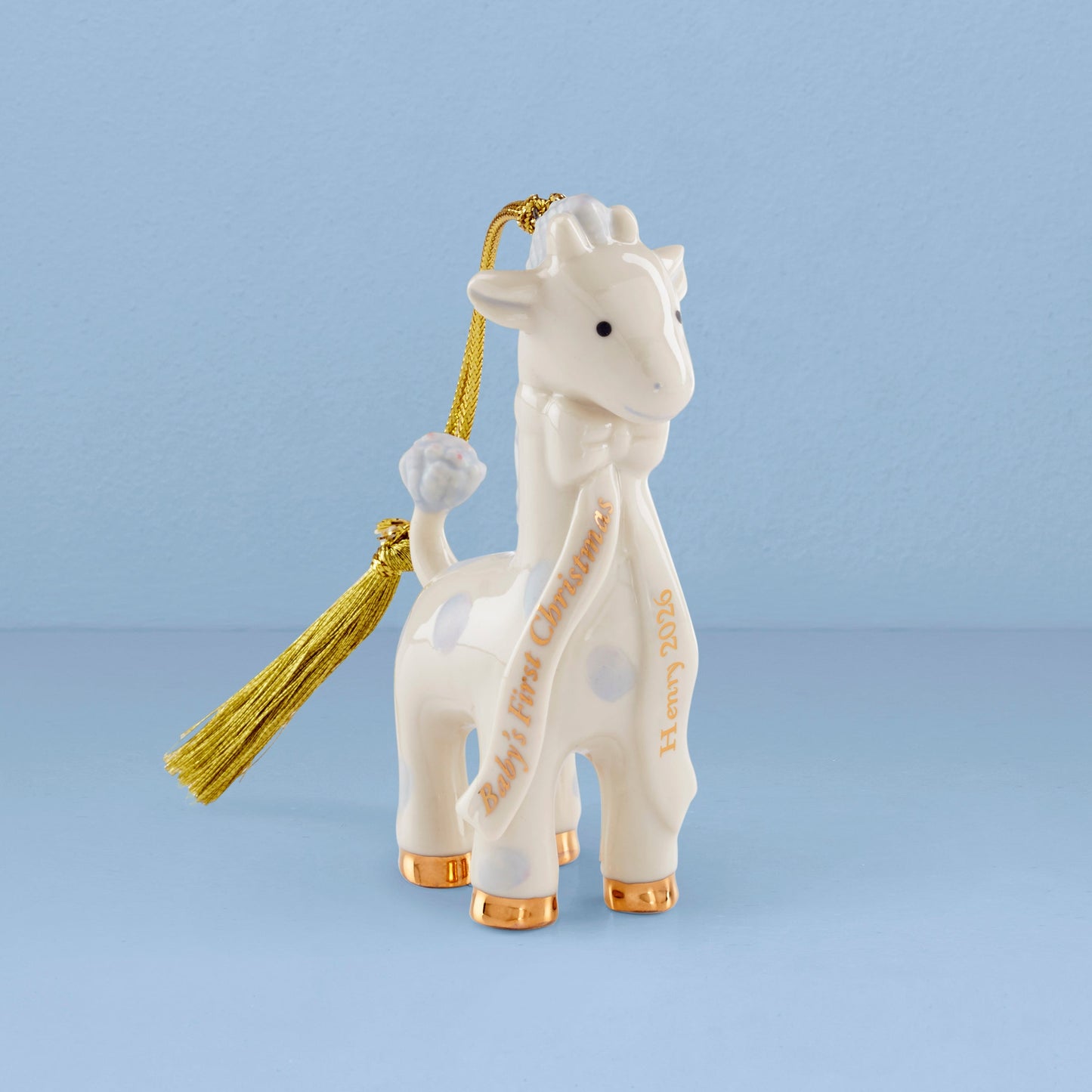 Personalized Baby's Blue Giraffe Ornament