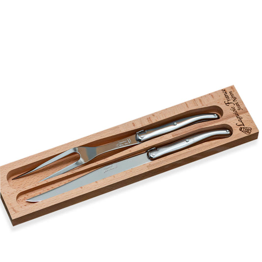 Carving Set Platine with Wood Tray