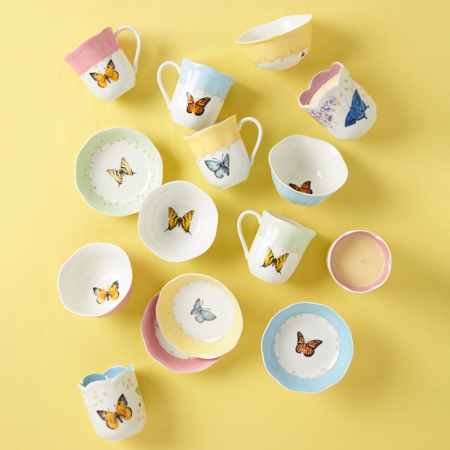 Butterfly Meadow Colors Mugs, Set of 4