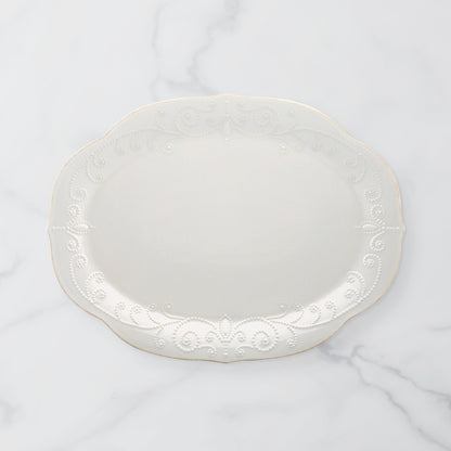 French Perle White Oval Serving Platter
