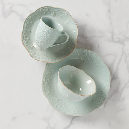 French Perle Ice Blue 4-Piece Place Setting