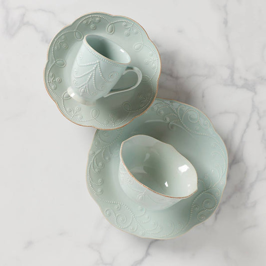 French Perle Ice Blue 4-Piece Place Setting