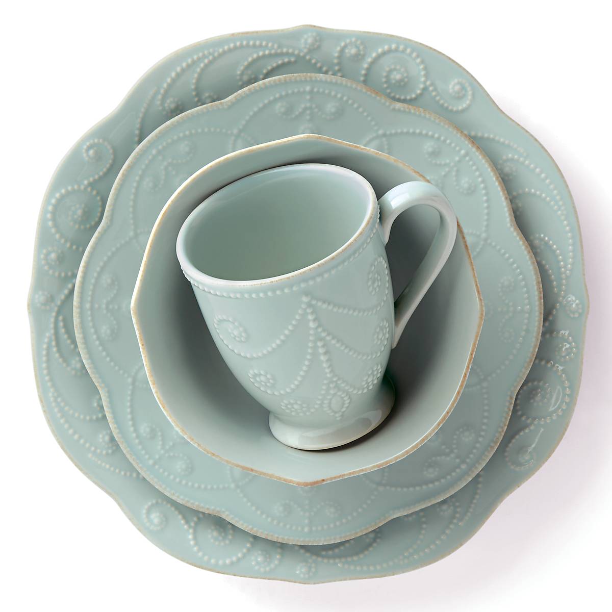 French Perle Ice Blue 4-Piece Place Setting