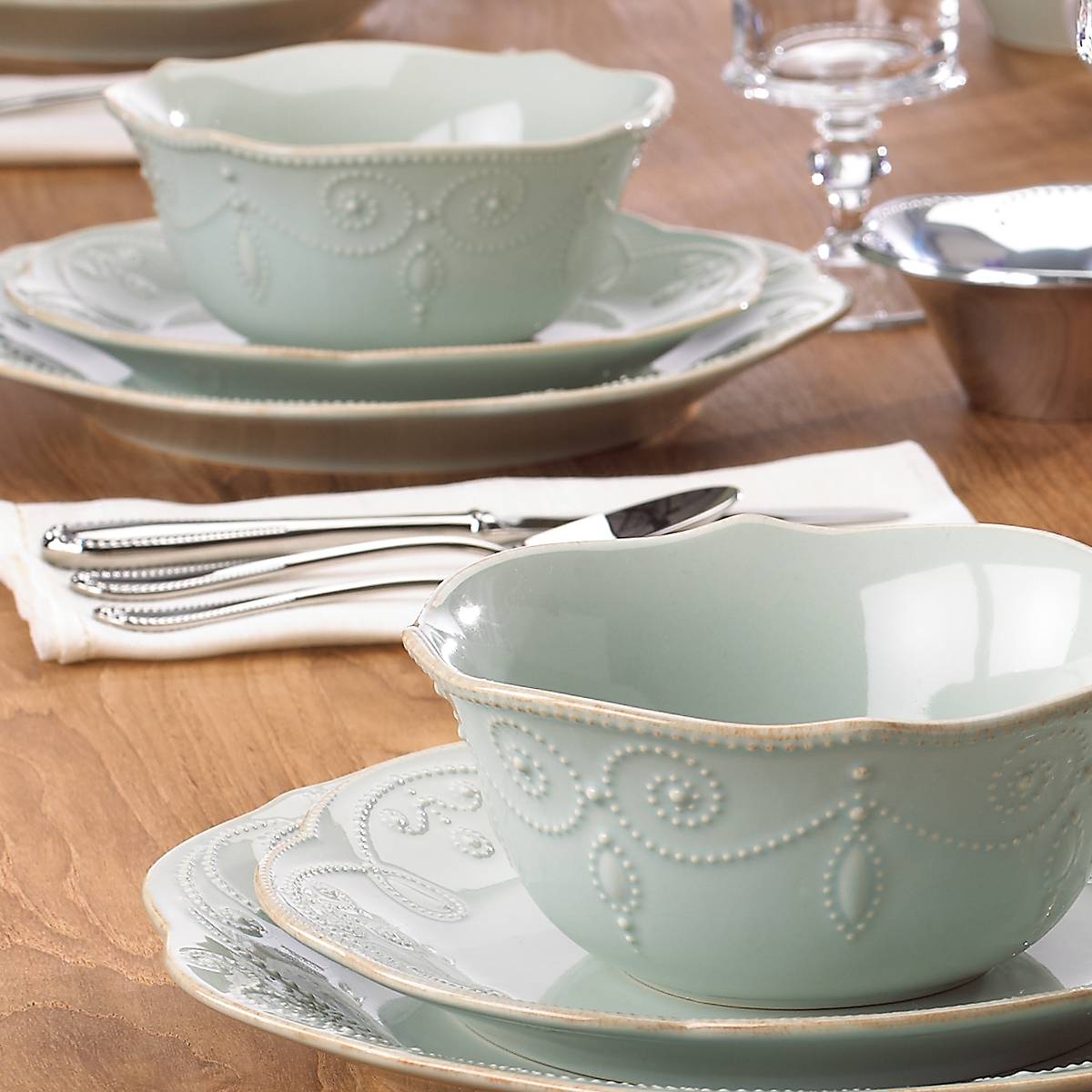 French Perle Ice Blue 4-Piece Place Setting