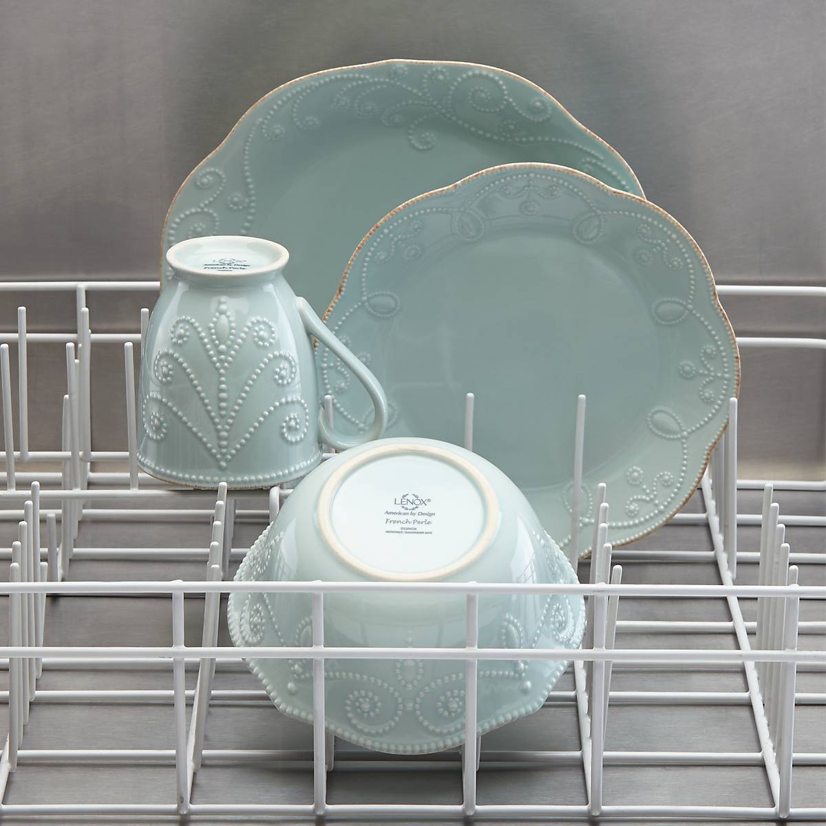 French Perle Ice Blue 4-Piece Place Setting