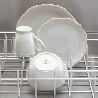 French Perle Bead White 4-Piece Place Setting