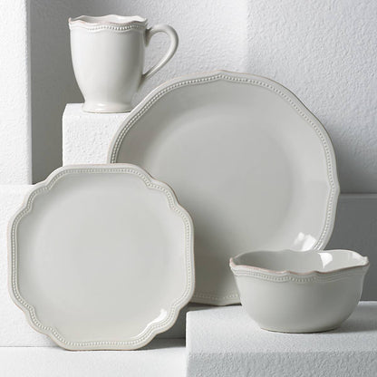 French Perle Bead White 4-Piece Place Setting