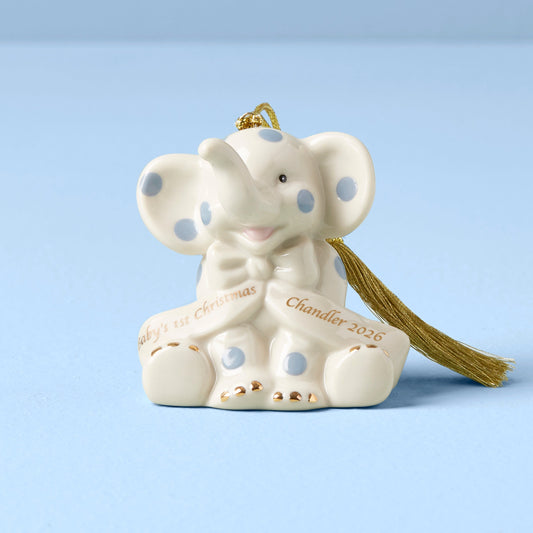 Personalized Blue Elephant Ornament