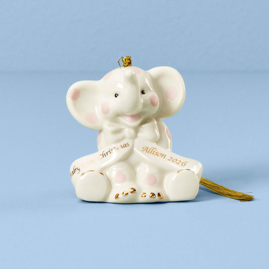 Personalized Pink Elephant Ornament