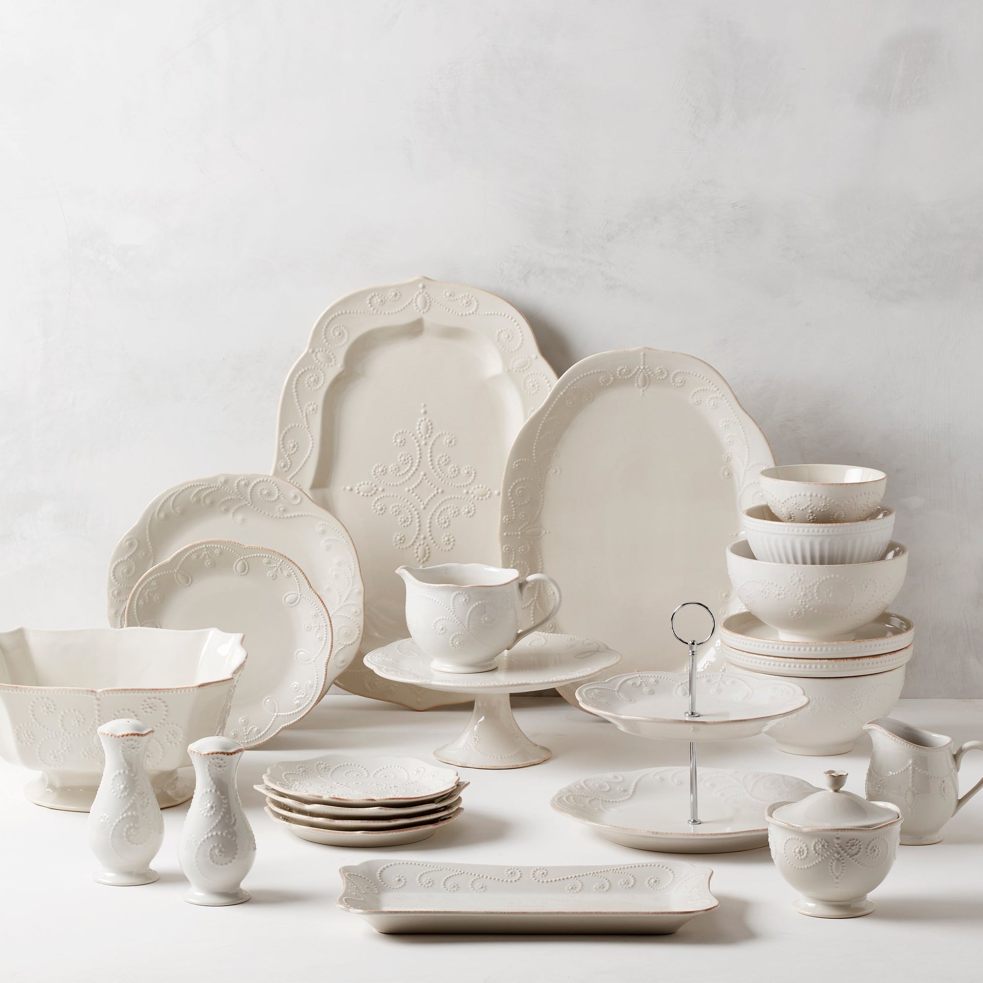 French Perle White Pedestal Cake Plate