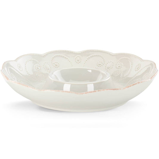 French Perle White Chip & Dip Tray