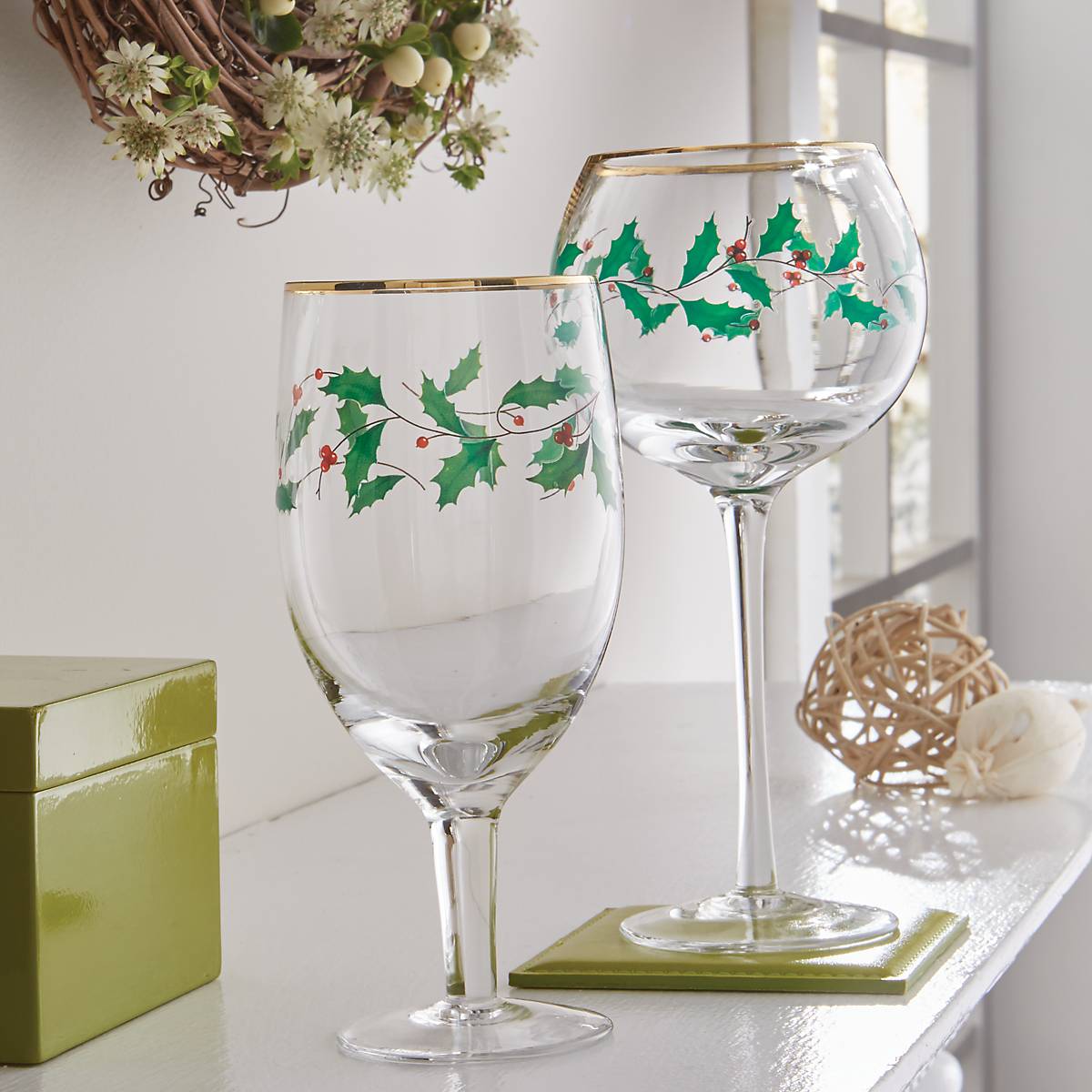 Holiday Iced Beverage Glasses, Set of 4