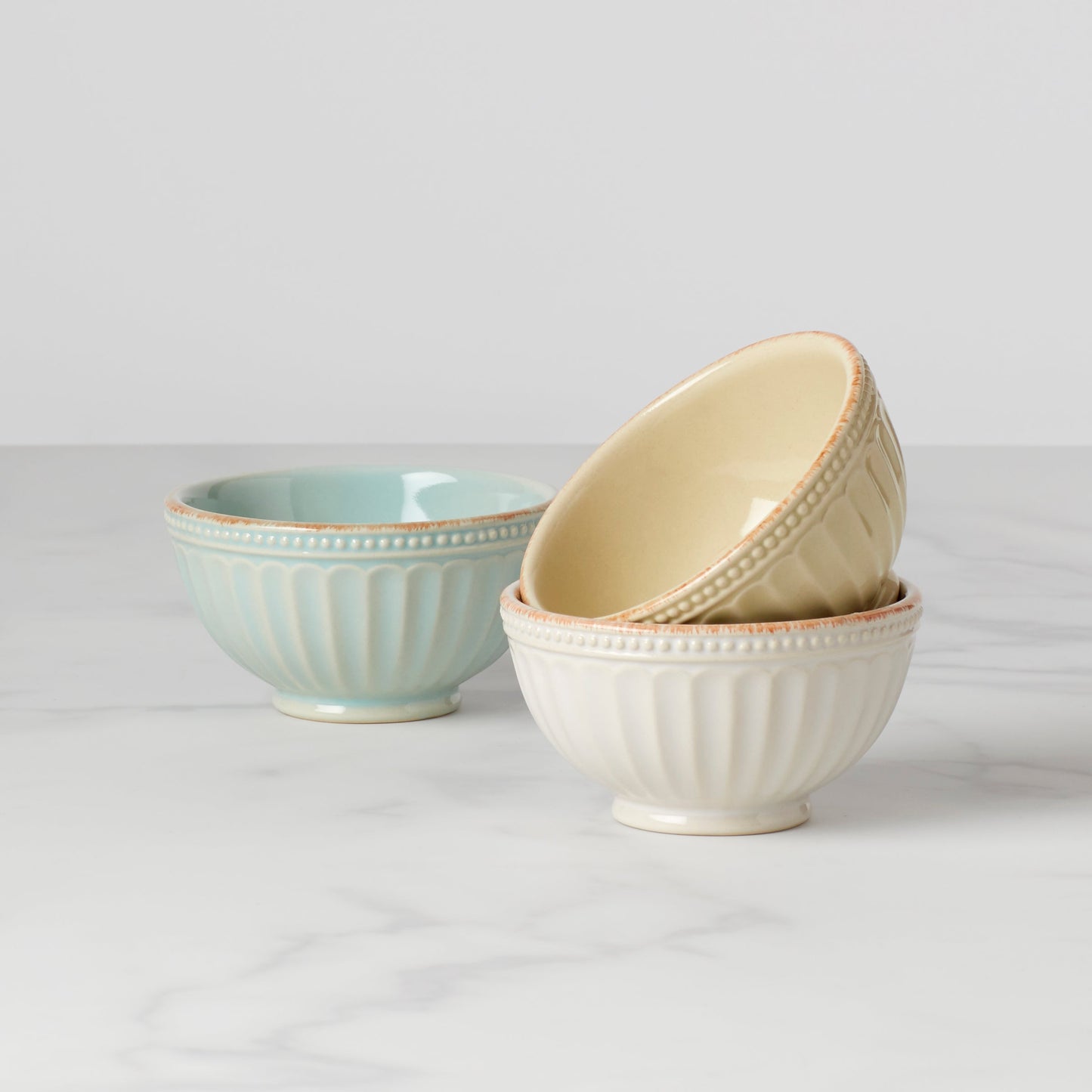 French Perle Groove Assorted Mini 3-Piece Bowl Set