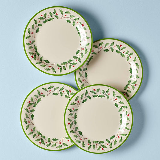 Holiday Melamine Dinner Plates, Set of 4