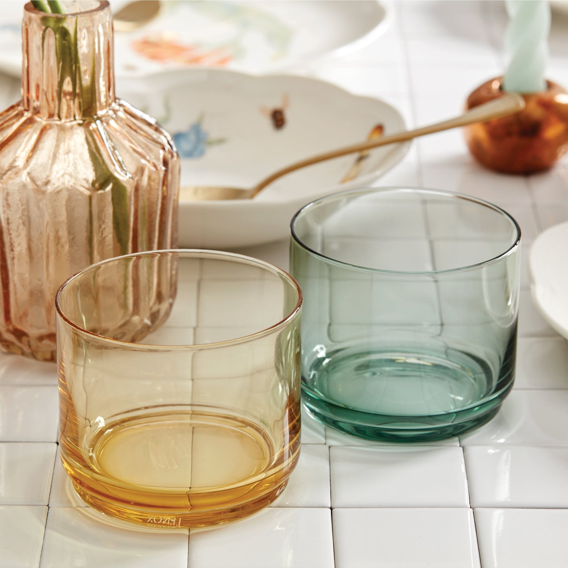 Tuscany Classics Stackable Green Short Glasses, Set of 4