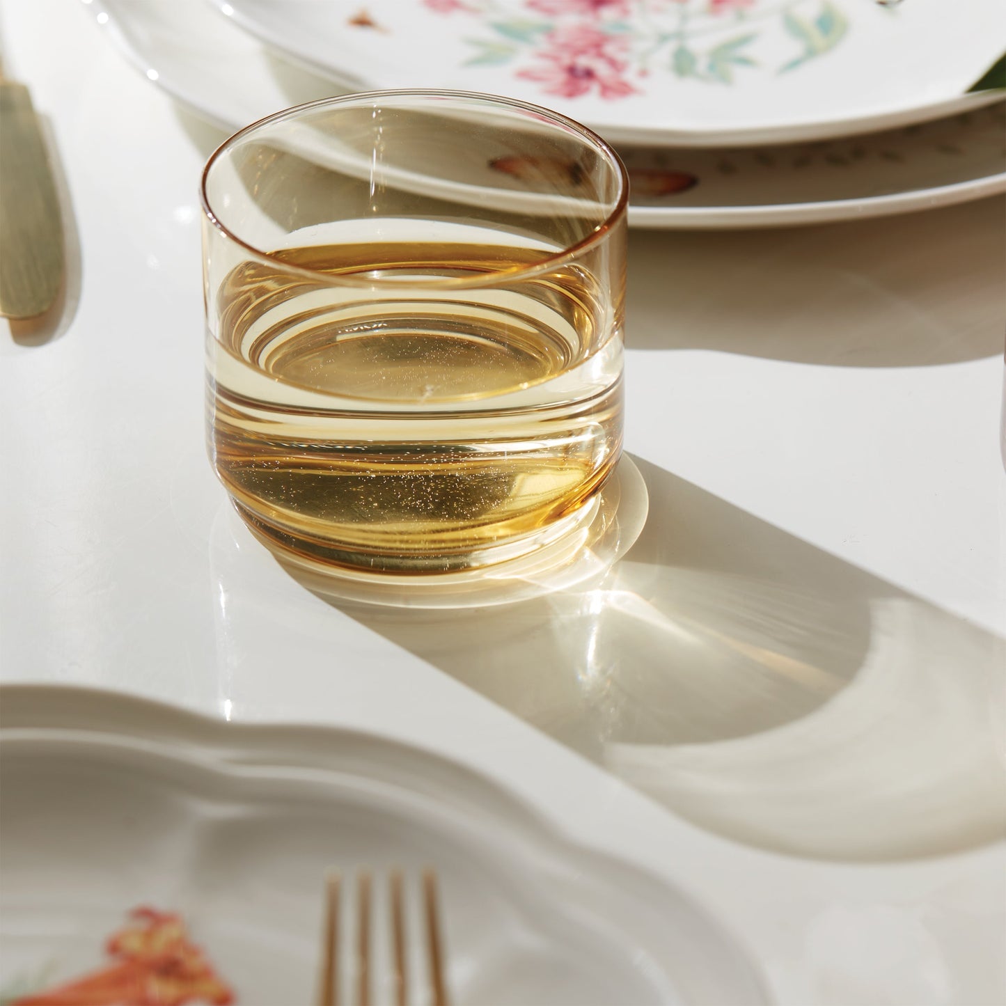 Tuscany Classics Stackable Amber Short Glasses, Set of 4