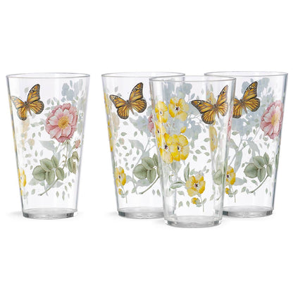 Butterfly Meadow Acrylic Highball Glasses, Set of 4