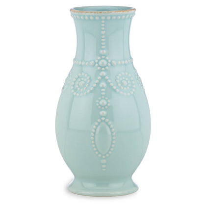French Perle Ice Blue Fluted Vase