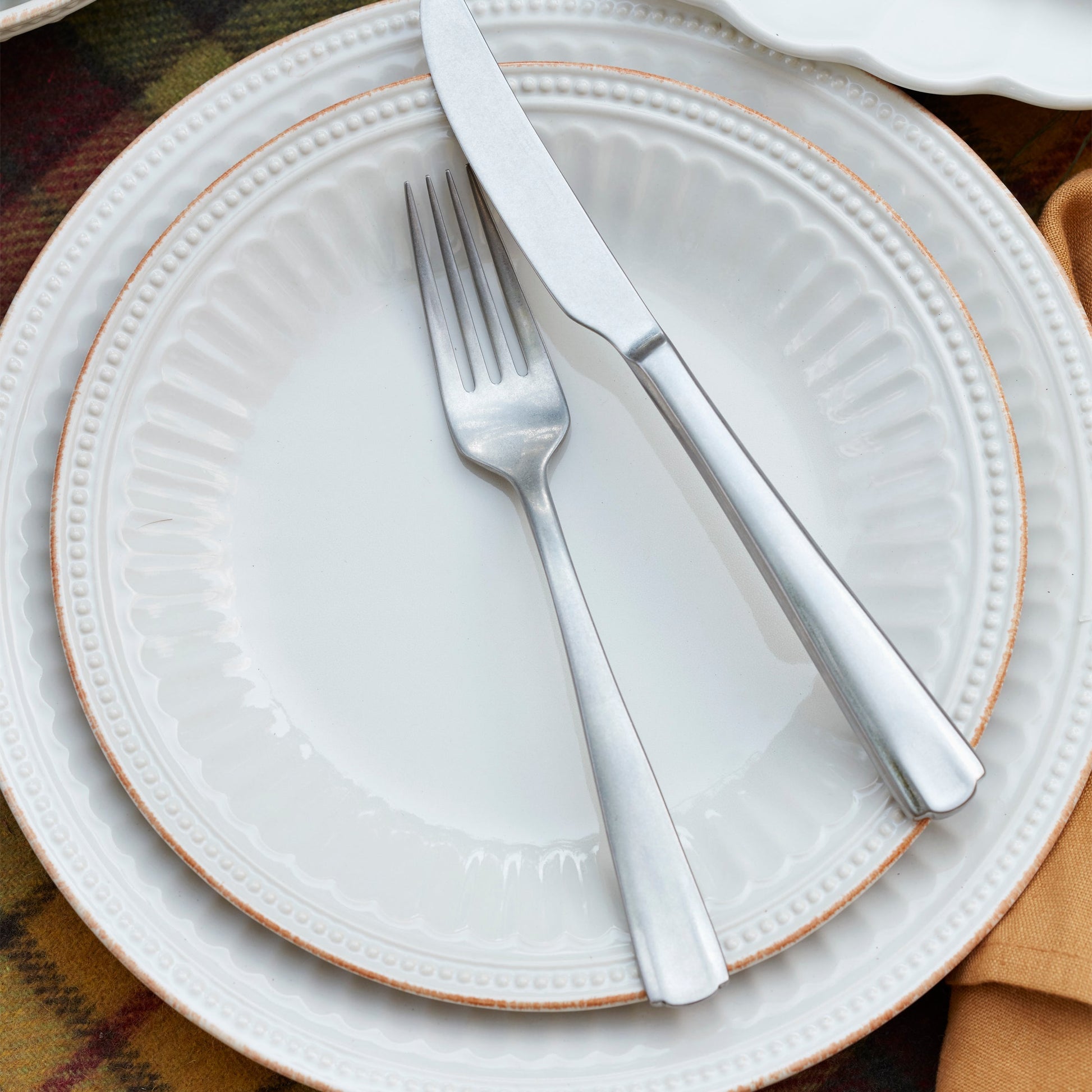 French Perle Groove White 12-Piece Place Setting