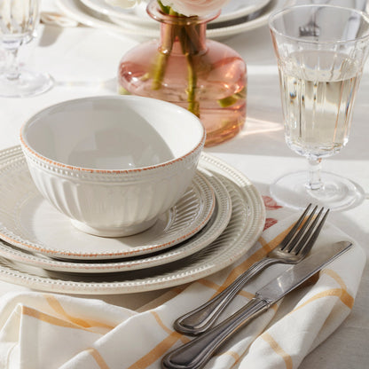 French Perle Groove White 12-Piece Place Setting