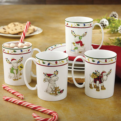 Merry Marcel Moose Mugs, Set of 4