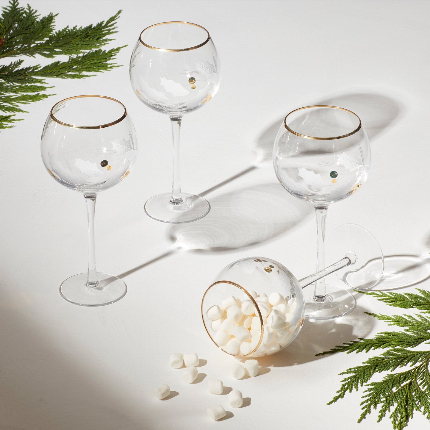 Holiday Gold Balloon Glasses, Set of 4