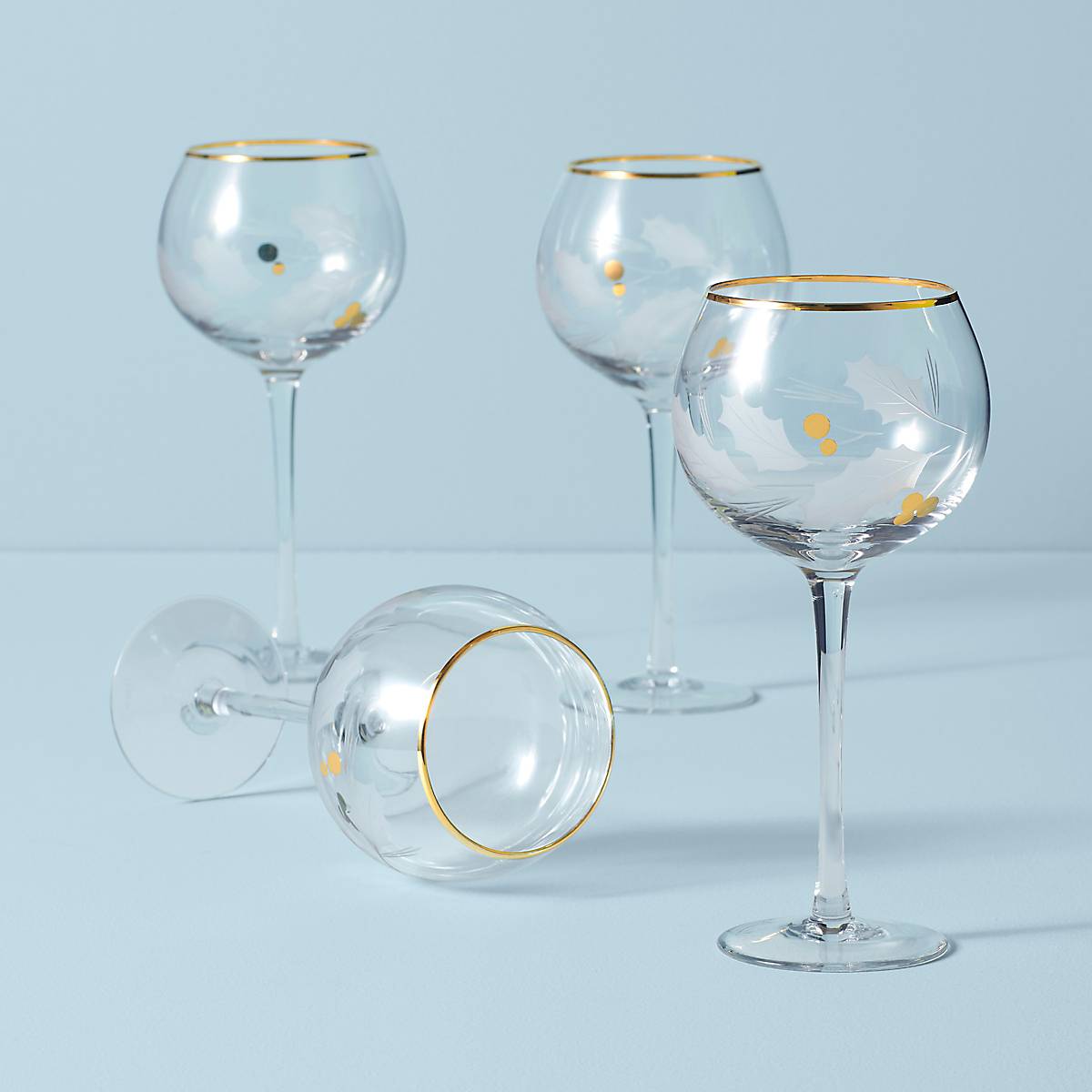 Holiday Gold Balloon Glasses, Set of 4