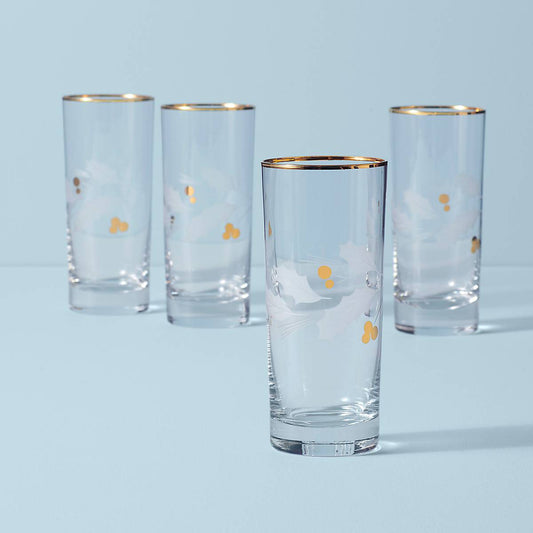 Holiday Gold Highball Glasses, Set of 4