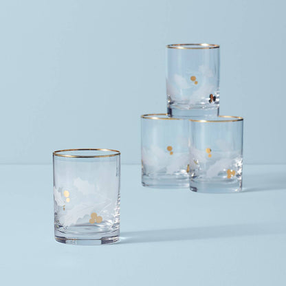 Holiday Gold Double Old-Fashioned Glasses, Set of 4