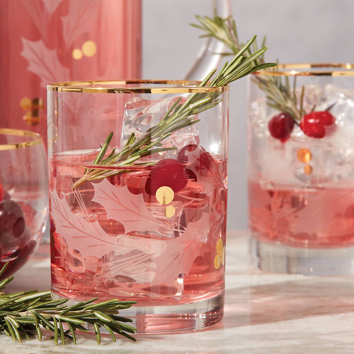 Holiday Gold Double Old-Fashioned Glasses, Set of 4