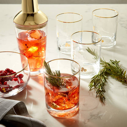 Holiday Gold Double Old-Fashioned Glasses, Set of 4