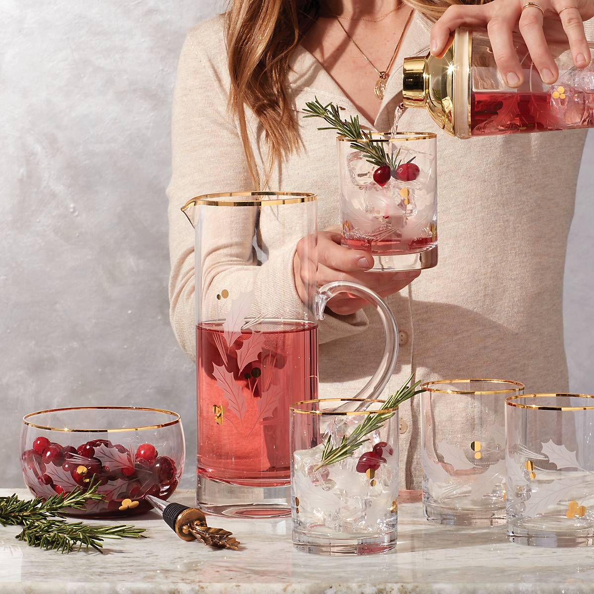 Holiday Gold Double Old-Fashioned Glasses, Set of 4
