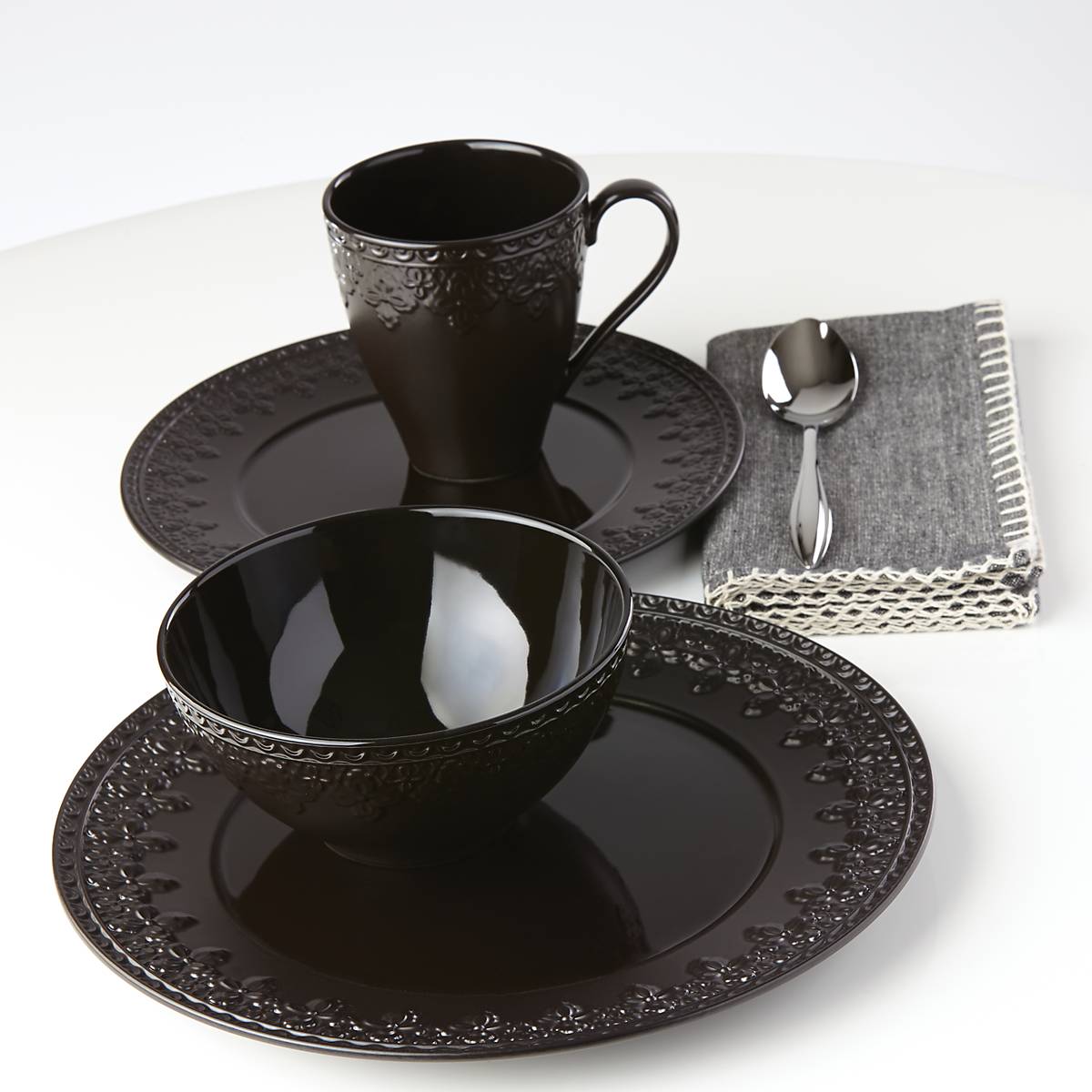 Chelse Muse Fleur Black All-Purpose Bowls, Set of 4