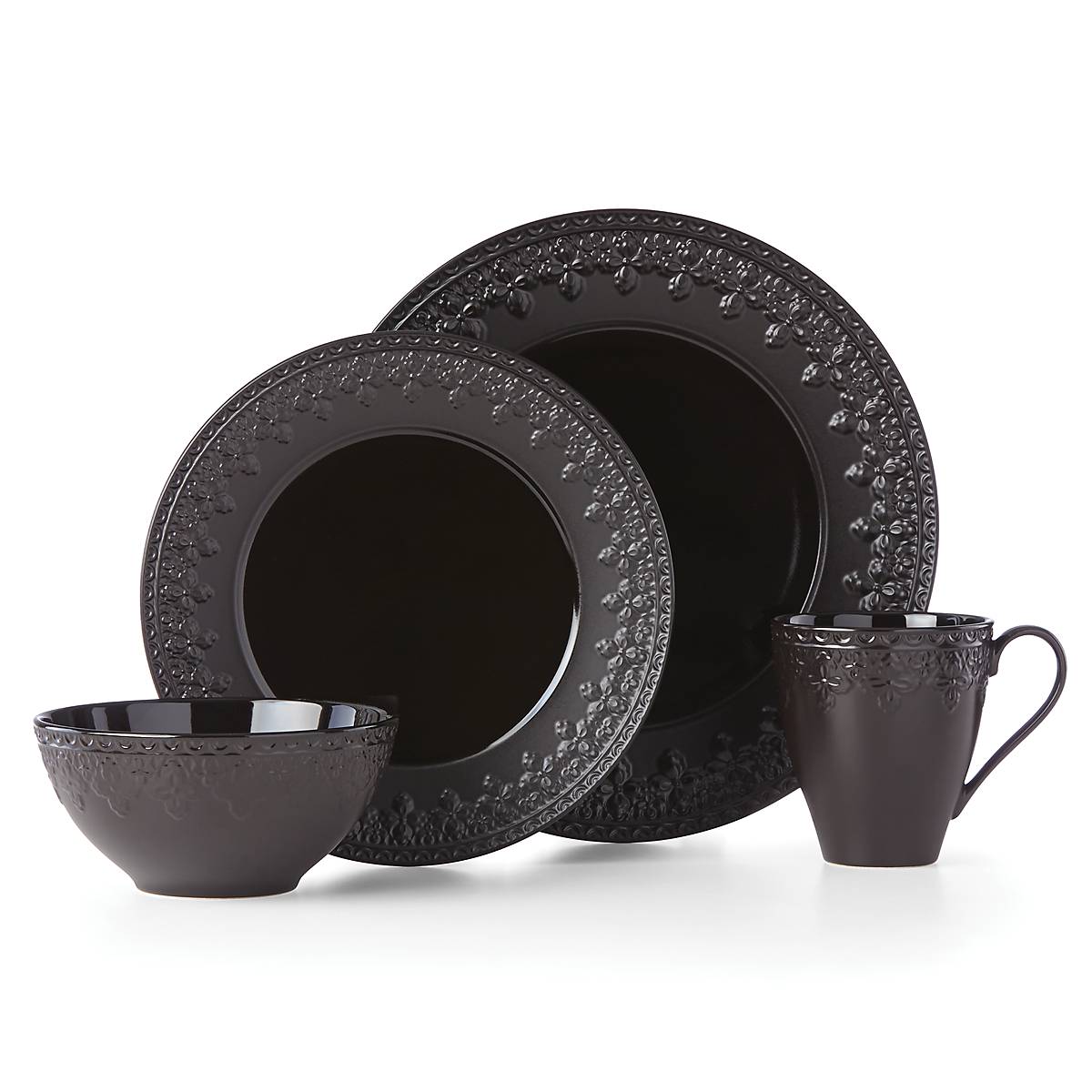 Chelse Muse Fleur Black All-Purpose Bowls, Set of 4
