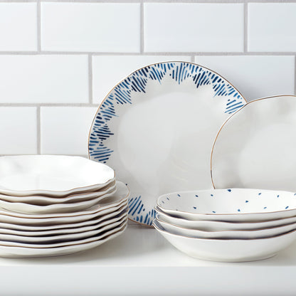 Blue Bay White Dinner Plates, Set of 4